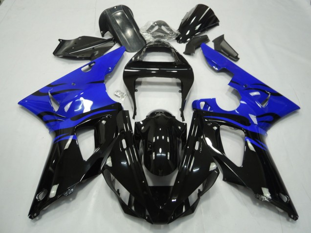 Black Flame & Blue 00-01 Yamaha R1 Fairings