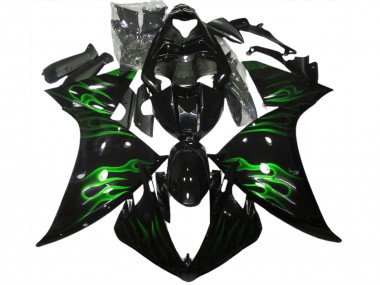 Black & Green Flame 09-11 Yamaha R1 Fairings