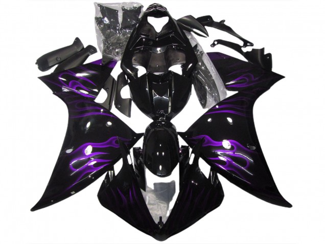 Black & Purple Flame 09-11 Yamaha R1 Fairings