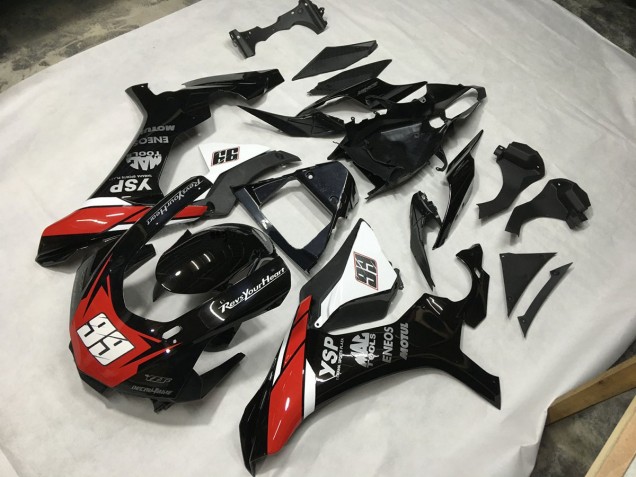 Black Red and White 99 15-19 Yamaha R1 Fairings