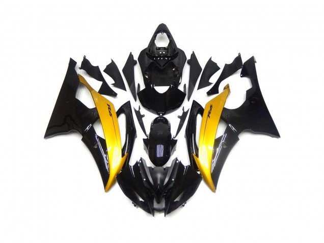 Black and Gold Gloss 08-16 Yamaha R6 Fairings