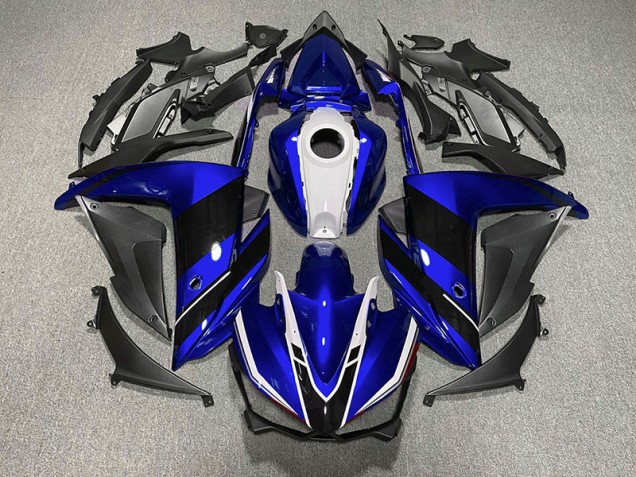 Blue Black and White 15-18 Yamaha R3 Fairings