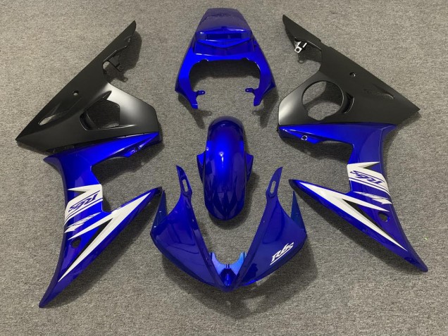 Blue White and Matte Black 03-04 Yamaha R6 Fairings