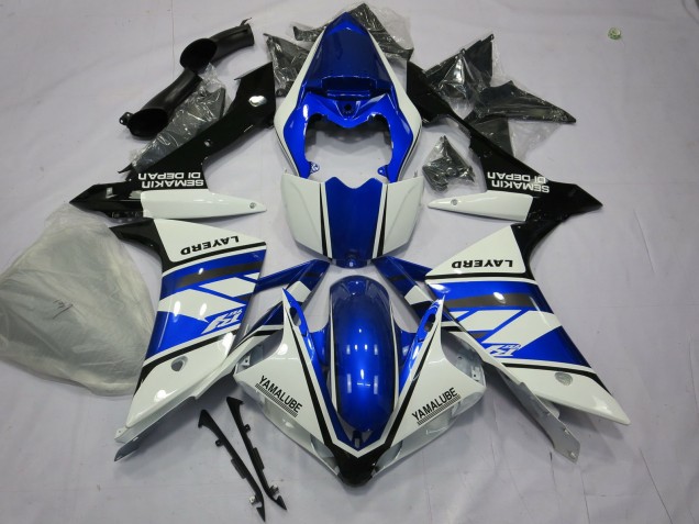 Blue and White 07-08 Yamaha R1 Fairings