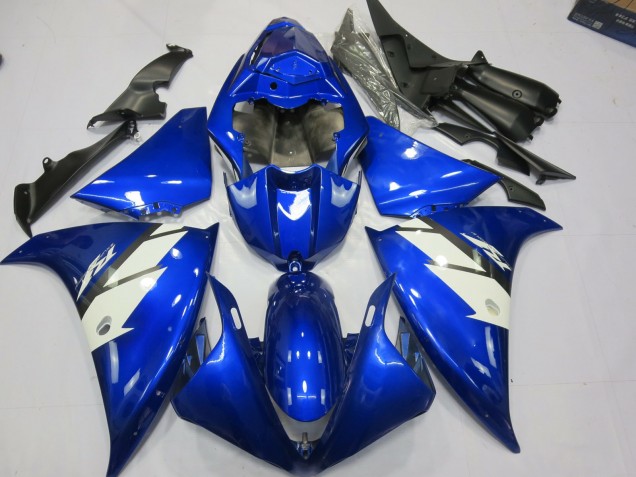 Blue and White 12-14 Yamaha R1 Fairings