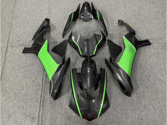 Carbon Fiber & Green 15-19 Yamaha R1 Fairings