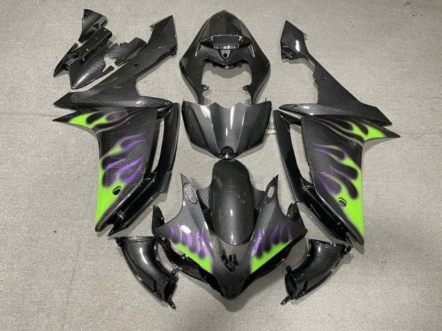 Carbon Fiber Style with Flames 07-08 Yamaha R1 Fairings