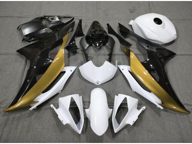 Custom Gold Black and White 08-16 Yamaha R6 Fairings