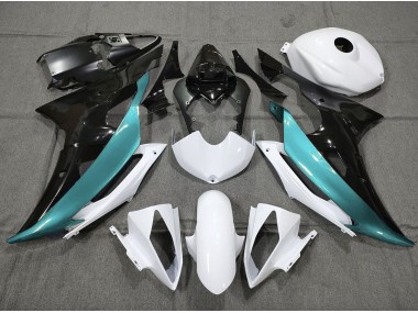 Custom LightBlue Black and White 08-16 Yamaha R6 Fairings