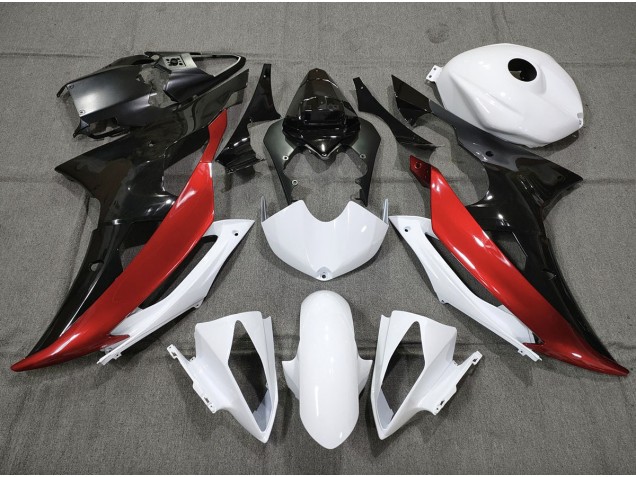 Custom Red Black and White 08-16 Yamaha R6 Fairings