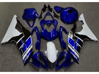 Dark Blue and White Custom 08-16 Yamaha R6 Fairings