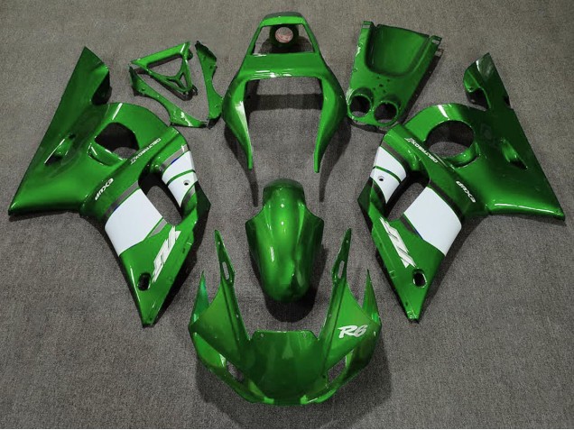 Deep Green & White 98-02 Yamaha R6 Fairings