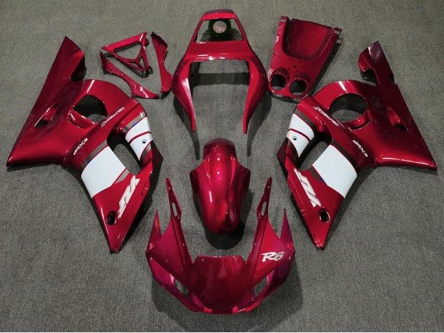 Deep Red & White 98-02 Yamaha R6 Fairings