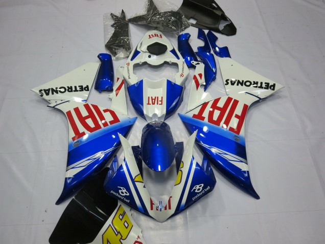 Fiat with Light Blue 12-14 Yamaha R1 Fairings