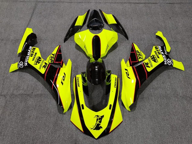 Floro Yellow and Black 15-19 Yamaha R1 Fairings