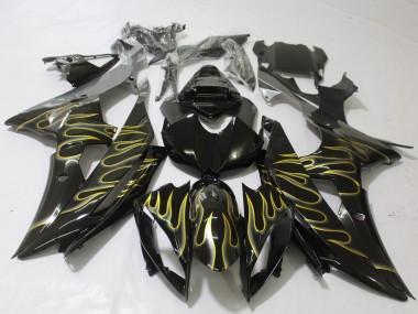 Gloss Black & Flame 08-16 Yamaha R6 Fairings