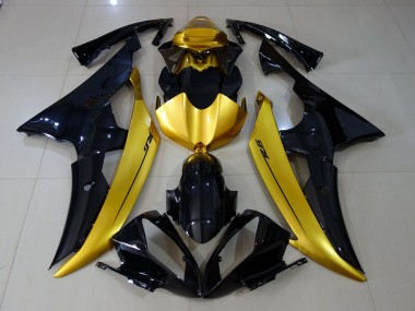 Gloss Black & Gold 08-16 Yamaha R6 Fairings