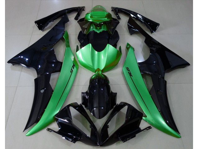 Gloss Black & Light Green 08-16 Yamaha R6 Fairings