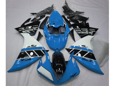 Gloss Light Blue White and Black 12-14 Yamaha R1 Fairings