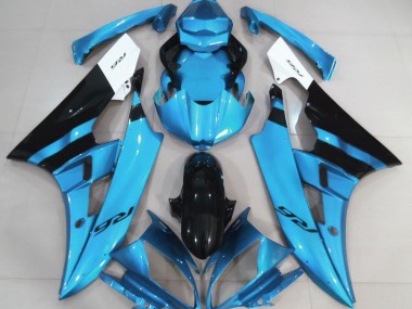 Gloss Light Blue and Black 06-07 Yamaha R6 Fairings