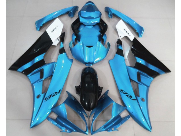 Gloss Light Blue and Black 06-07 Yamaha R6 Fairings