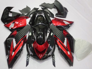 Gloss Red and Black Plain 06-11 Kawasaki ZX14R Fairings