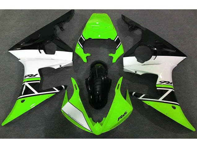 Green White and Black 03-04 Yamaha R6 Fairings