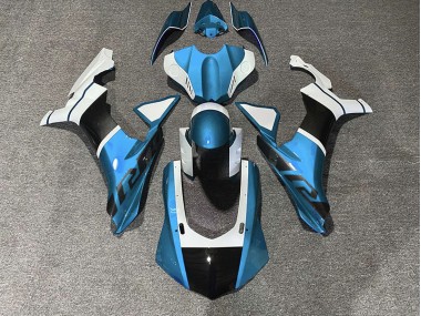 Light Blue & Carbon Fiber Accents 15-19 Yamaha R1 Fairings