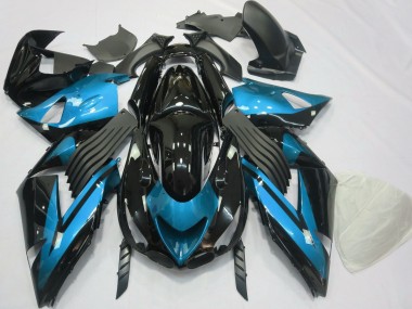 Light Blue and Black Plain 06-11 Kawasaki ZX14R Fairings