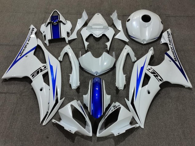 Pearl White and Blue 08-16 Yamaha R6 Fairings