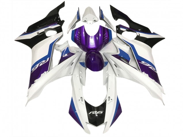 Purple and Gloss White 17-21 Yamaha R6 Fairings