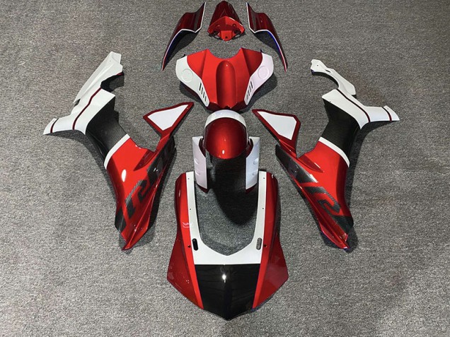 Red & Carbon Fiber Accents 15-19 Yamaha R1 Fairings