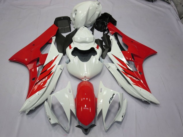 Red and White 06-07 Yamaha R6 Fairings