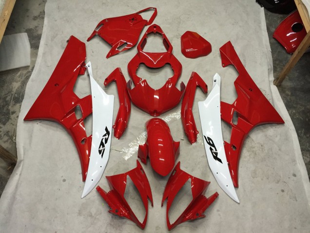 Red and White C2W 06-07 Yamaha R6 Fairings