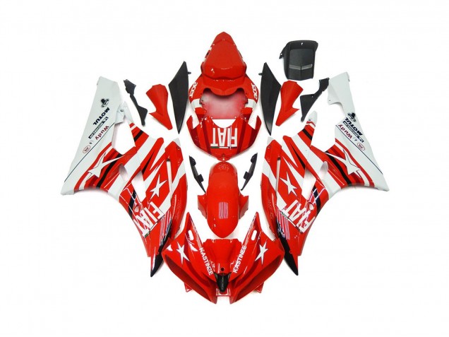 Red and White Star Fiat 06-07 Yamaha R6 Fairings