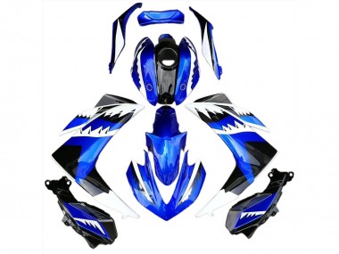 White Blue and Black Shark 15-18 Yamaha R3 Fairings