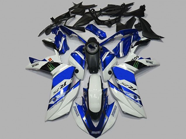 White and Blue 15-18 Yamaha R3 Fairings